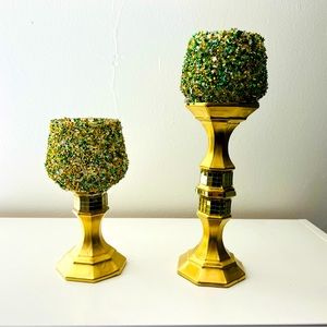 Green and Gold Candle holders